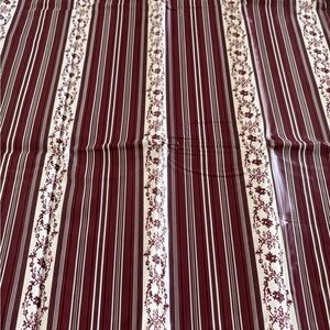 Burgundy and Cream Striped Floral Vintage Shower Curtain